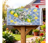 Coperture magnetiche per cassette postali con limone, rustiche stagionali, fiori di topo, estive, gialli, per decorazione portico anteriore, 53 x 64 cm