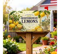 Coperture magnetiche per cassette postali con limoni, cestino rustico mediterraneo con foglie, colore giallo, per decorazione da giardino all'aperto, 45,7 x 53,3 cm