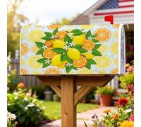 Coperture magnetiche per cassette postali con limoni, copertura estiva per cassetta postale con foglie arancioni vivaci per le vacanze estive gialle per decorare il cortile 53 x 64 cm