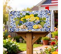 Coperture magnetiche per cassette postali con limoni, copertura per cassetta postale mediterranea elegante con fiori d'uva estiva gialla stagionale per decorazione per porta d'ingresso, 45,7 x 53,7 cm