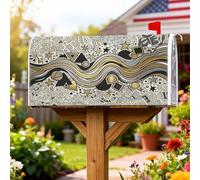 Coperture magnetiche per cassette postali con linee ondulate, forme geometriche astratte moderne e senza stelle, nessuna dorata, per decorazioni esterne, 45,7 x 53,7 cm