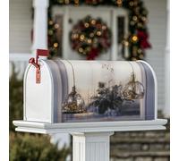 Coperture magnetiche per cassette postali con luci da appendere, motivo natalizio con rami innevati scintillanti, colore oro invernale, decorazione per cortile, 53 x 64 cm