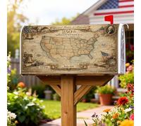 Coperture magnetiche per cassette postali con mappa, stile storico vintage, bandiera dell'Indipendenza, colore marrone, per decorazione del cortile anteriore, 53 x 64 cm