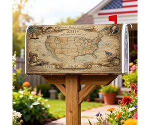 Coperture magnetiche per cassette postali con mappa, stile storico vintage, bandiera dell'Indipendenza, colore marrone, per decorazione del cortile anteriore, 53 x 64 cm
