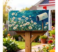 Coperture magnetiche per cassette postali con margherite, copertura decorativa per cassetta delle lettere primaverile verde cielo naturale verde primavera bianca copertura per la decorazione del prato