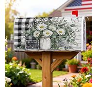 Coperture magnetiche per cassette postali con margherite, copertura per cassetta della posta bianca rustica per barattoli di fattoria con farfalla e primavera, per decorazione del prato, 53 x 64 cm