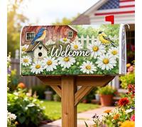 Coperture magnetiche per cassette postali con margherite, copertura per cassetta postale rustica country Bluebird cardellino verde primavera copertura per la decorazione del cortile 45,7 x 53,7 cm