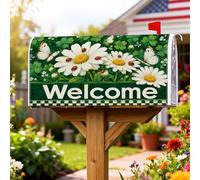 Coperture magnetiche per cassette postali con margherite, motivo floreale primaverile con farfalle e coccinelle, colore verde primaverile, per esterni, giardino, cortile, decorazione, 45,7 x 53,3 cm