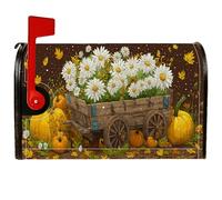 Coperture magnetiche per cassette postali con margherite, rustiche, zucche di fattoria, carro autunnale, copertura per cassetta delle lettere per decorazione da giardino e cortile, 53 x 65,5 cm