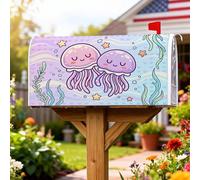 Coperture magnetiche per cassette postali con meduse, giocose fantasiose stelle alghe estive viola copertura per cassetta postale per giardino patio decorazione 53 x 64 cm
