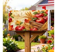 Coperture magnetiche per cassette postali con mele, rustiche con foglie di grano autunnali rosse per le vacanze, per decorazione del portico anteriore, 45,7 x 53,7 cm
