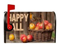 Coperture magnetiche per cassette postali con mele, rustiche, per casale e uccelli, colore rosso, per decorazioni per casa e giardino, 53 x 64 cm