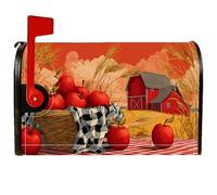 Coperture magnetiche per cassette postali con mele, rustiche per cestini della fattoria, copertura rossa per cassette postali per decorazioni esterne, 53 x 64 cm