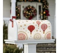 Coperture magnetiche per cassette postali con mongolfiera, motivo natalizio con fiocco di neve, decorazione invernale rossa, per decorare la casa e il giardino, 53 x 64 cm