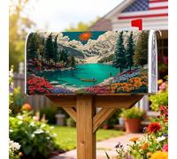 Coperture magnetiche per cassette postali con montagna, copertura decorativa per cassetta postale con natura, rustica, lago, sole, estate, verde, decorazione per casa e giardino, 53 x 64 cm