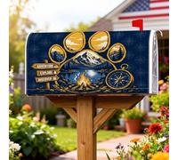 Coperture magnetiche per cassette postali con montagna, per esterni, avventura, bussola, zampa, estate, blu navy, decorazione per esterni, 45,7 x 53,7 cm