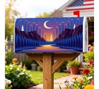 Coperture magnetiche per cassette postali con montagne, alberi panoramici della natura, luna autunnale, copertura per cassetta postale blu per decorazione del prato, 45,7 x 53,7 cm