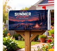 Coperture magnetiche per cassette postali con montagne, copertura decorativa per cassetta postale da giardino, giardino, cortile, canoa, canoa, estate, blu, 45,7 x 53,7 cm