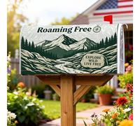 Coperture magnetiche per cassette postali con montagne, copertura per cassetta postale verde per esterni con alberi di pino, fiume estivo, decorazione per cortile, 45,7 x 53,3 cm