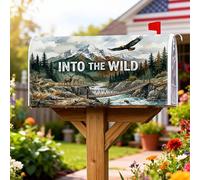 Coperture magnetiche per cassette postali con montagne, decorazioni rustiche naturali per cassette postali verdi con cervi, decorazioni per cortile, 45 x 53 cm