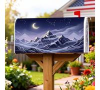 Coperture magnetiche per cassette postali con montagne, luna panoramica notturna, stelle, estate, blu, decorazione per porta d'ingresso, 45,7 x 53,7 cm