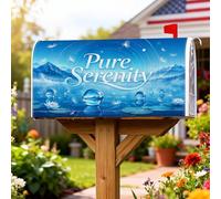 Coperture magnetiche per cassette postali con montagne, ninfee serene tranquille, bolle blu, protezione per cassetta postale per giardino, patio, decorazione, 45,7 x 53,3 cm