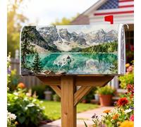 Coperture magnetiche per cassette postali con montagne, paesaggio naturale, lago, alberi sempreverdi, estate, blu, decorazione per giardino, patio, 45,7 x 53,3 cm