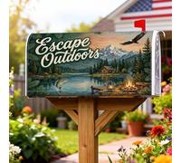 Coperture magnetiche per cassette postali con montagne, rustiche all'aperto con pesci di lago estivo verde copertura per cassetta postale per decorazione porta d'ingresso, 45,7 x 53,7 cm