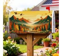 Coperture magnetiche per cassette postali con montagne, rustiche e moderne, alberi e uccelli autunnali, copertura per cassetta della posta, decorazione per esterni, 53 x 64 cm