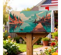 Coperture magnetiche per cassette postali con montagne, rustiche naturali alberi di lago autunnali turchesi, protezione per la casa e il giardino, 53 x 64 cm