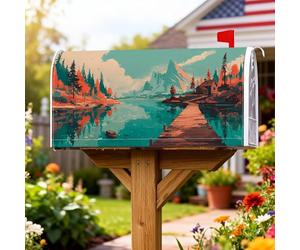 Coperture magnetiche per cassette postali con montagne, rustiche naturali alberi di lago autunnali turchesi, protezione per la casa e il giardino, 53 x 64 cm