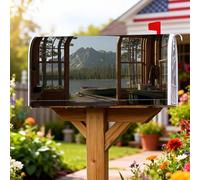 Coperture magnetiche per cassette postali con montagne, rustiche naturali alberi di lago verde estivo per decorazione esterna da cortile, 45,7 x 53,7 cm