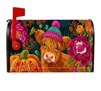 Coperture magnetiche per cassette postali con mucca, fantasiosi fiori di zucca autunnali, protezione per la decorazione della porta d'ingresso, 53 x 64 cm
