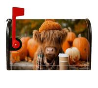 Coperture magnetiche per cassette postali con mucca, sciarpa autunnale rustica a forma di zucca arancione, decorazioni per cassette delle lettere per la porta d'ingresso, 53 x 64 cm