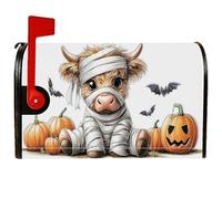 Coperture magnetiche per cassette postali con mucca, simpatica zucca pipistrello Halloween arancione stagionale copertura per la decorazione del cortile anteriore 53 x 64 cm