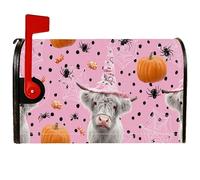 Coperture magnetiche per cassette postali con mucca, zucca giocosa di Halloween, ragno, pesca, copertura decorativa per cassetta postale per la decorazione del portico anteriore, 45,7 x 53,7 cm