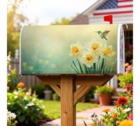 Coperture magnetiche per cassette postali con narcisi, primavera naturale colibrì sfondo verde primavera giallo copertura per cassetta della posta per esterni decorazione da giardino 45,7 x 53,7 cm