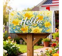 Coperture magnetiche per cassette postali con narciso, libellula gioiosa primavera fiore primavera gialla pelle per la decorazione della porta d'ingresso 53 x 64 cm
