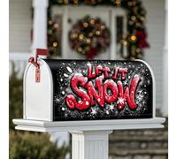 Coperture magnetiche per cassette postali con neve, stelle e fiocchi di neve invernali, colore rosso, per decorazioni esterne, 45,7 x 53,3 cm