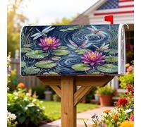 Coperture magnetiche per cassette postali con ninfee, copertura per cassetta postale stagionale con libellule e onde d'acqua e pesca estiva per decorazione da giardino per esterni, 45,7 x 53,3 cm