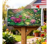 Coperture magnetiche per cassette postali con ninfee, motivo natura, libellula, ninfee primaverili, copertura decorativa per cassetta delle lettere da giardino, cortile, 45,7 x 53,7 cm