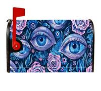 Coperture magnetiche per cassette postali con occhi, copertura per cassetta della posta in stile bohémien vintage con rose e farfalle blu, decorazione per giardino e patio, 53 x 64 cm