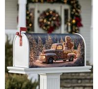 Coperture magnetiche per cassette postali con omino di pan di zenzero, alberi innevati rustici natalizi vintage per camion di Natale marrone copertura per decorazione giardino cortile 45,7 x 53,3 cm