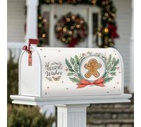 Coperture magnetiche per cassette postali con omino di pan di zenzero, nastro natalizio con agrifoglio verde per la decorazione del prato, 45,7 x 53,7 cm