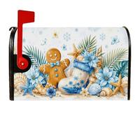 Coperture magnetiche per cassette postali con omino di pan di zenzero | tema costiero, copertura per cassetta delle lettere, stile spiaggia, omino di pan di zenzero, conchiglie, stelle marine