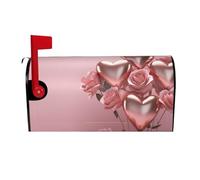 Coperture magnetiche per cassette postali con palloncini e cuori rosa, dimensioni standard, 64,8 x 53,3 cm, copertura per cassetta delle lettere primaverile estate copertura per cassetta delle lettere