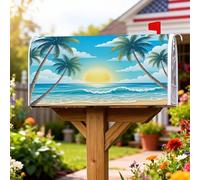 Coperture magnetiche per cassette postali con palme, tropicale estate sole oceano onde estive blu vacanze copertura per la decorazione del prato 45,7 x 53,7 cm