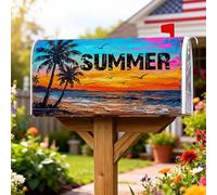Coperture magnetiche per cassette postali con palme, tropicale vibrante tramonto oceano onde estive arancione per le vacanze per la decorazione del portico anteriore 53 x 64 cm