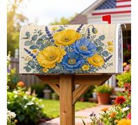 Coperture magnetiche per cassette postali con papaveri, copertura per cassetta postale floreale rustica lavanda giallo primavera giallo copertura per la decorazione del portico anteriore 45,7 x 53,7