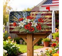 Coperture magnetiche per cassette postali con papaveri, patriottiche rustiche gigli di grano rosso estate coperture per cassette delle lettere per esterni per decorazioni esterne 45 x 53 cm